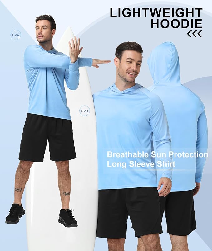 ZITY 5 Pack Mens UPF 50+ Hoodie Shirts Sun Protection Fishing Shirt Fast Dry Lightweight for Athletic Hiking Workout
