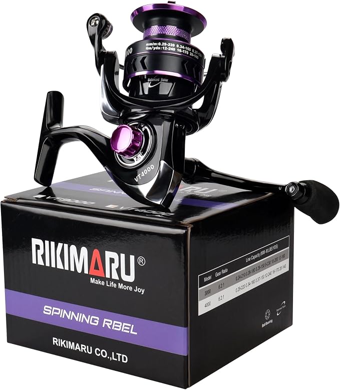 Rikimaru VT Spinning Reels, Carbon Fiber 30LBs Max Drag, 9+1 Shielded BB, Saltwater Freshwater Spinning Fishing Reel, 5.1:1/6.2:1, 2000, 3000, 4000, 5000，6000, 7000 Series