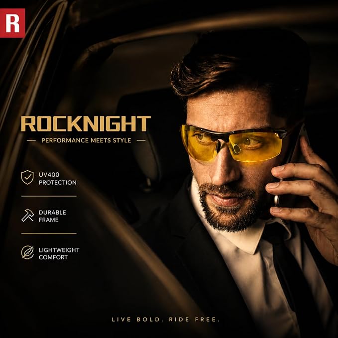 ROCKNIGHT Polarized Rectangular Sunglasses for Men Driving UV400 Protection Lightweight Al‑Mg Frame