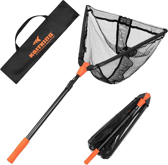 KastKing Pontus Fishing Net, Foldable & Lightweight Landing Net with Built in Length Scale, Strength Aluminum Handle, Fishing Gear and Gift for Men