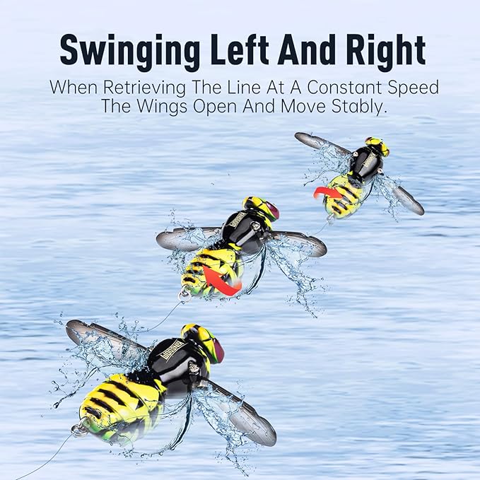 Kingdom Wasp Craw Bait Insect Bionic Floating Fishing Lures Swimbaits Hard Artificial Baits Lure for Freshwater and Saltwater Bass Carp Pike Walleye Fishing ABS Material Carbon Steel Three Book Hook