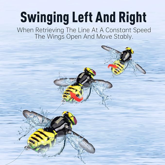 Kingdom Wasp Craw Bait Insect Bionic Floating Fishing Lures Swimbaits Hard Artificial Baits Lure for Freshwater and Saltwater Bass Carp Pike Walleye Fishing ABS Material Carbon Steel Three Book Hook