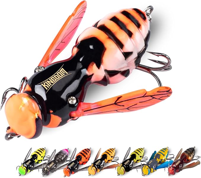 Kingdom Wasp Craw Bait Insect Bionic Floating Fishing Lures Swimbaits Hard Artificial Baits Lure for Freshwater and Saltwater Bass Carp Pike Walleye Fishing ABS Material Carbon Steel Three Book Hook