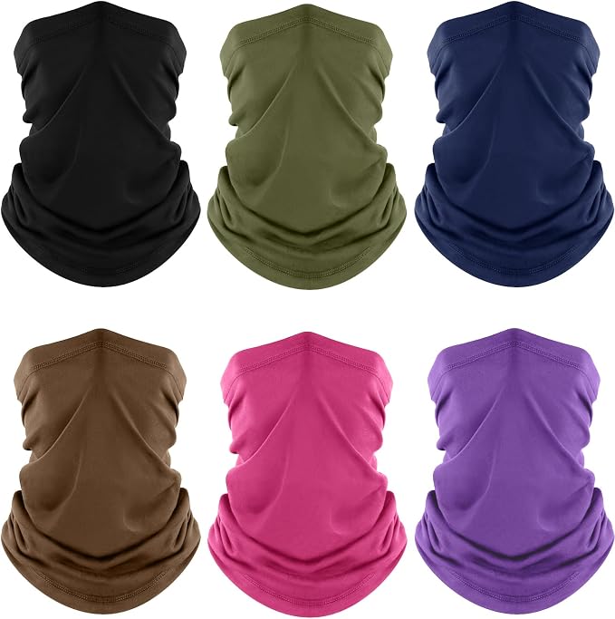 Fuinloth Neck Gaiter, 6 Pack Cooling UV Protection Bandana Face Mask Gator Scarf for Men Women