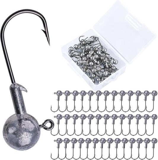 Goture Round Jig Head, Jig Head Hooks for Freshwater Saltwater Fishing, Swimbait Jig Heads with Fishing Box for Trout Bass Fishing, Crappie Pro Jig Heads