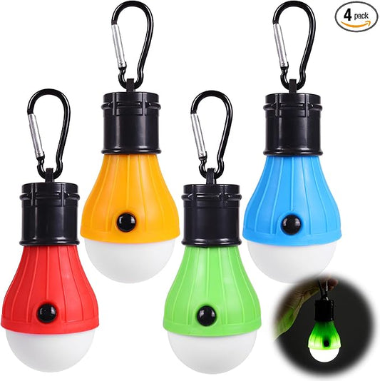 4PCS LED Camping Lantern Set – Portable Tent Lights with Clip Hooks & 3 Modes (High/Low/Strobe), LED Camping Lamp for Camping, Backpacking, Hiking, Party, Reading, Emergency