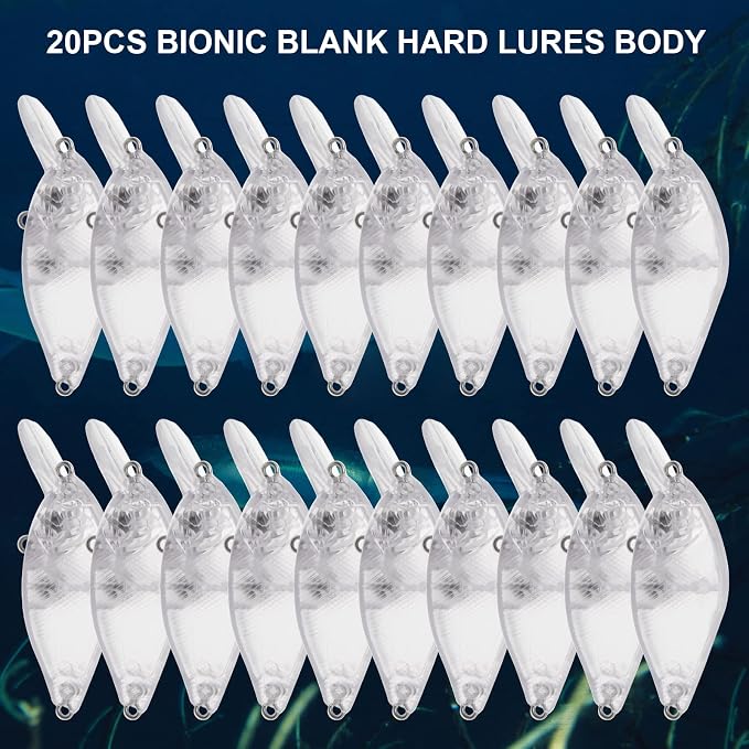 10pcs/20pcs Fishing Blanks Lures Kit Fishing Topwater Unpainted Swimbait Unpainted Crankbaits Hard Baits DIY Lure for Bass Salmon Trout Saltwater and Freshwater
