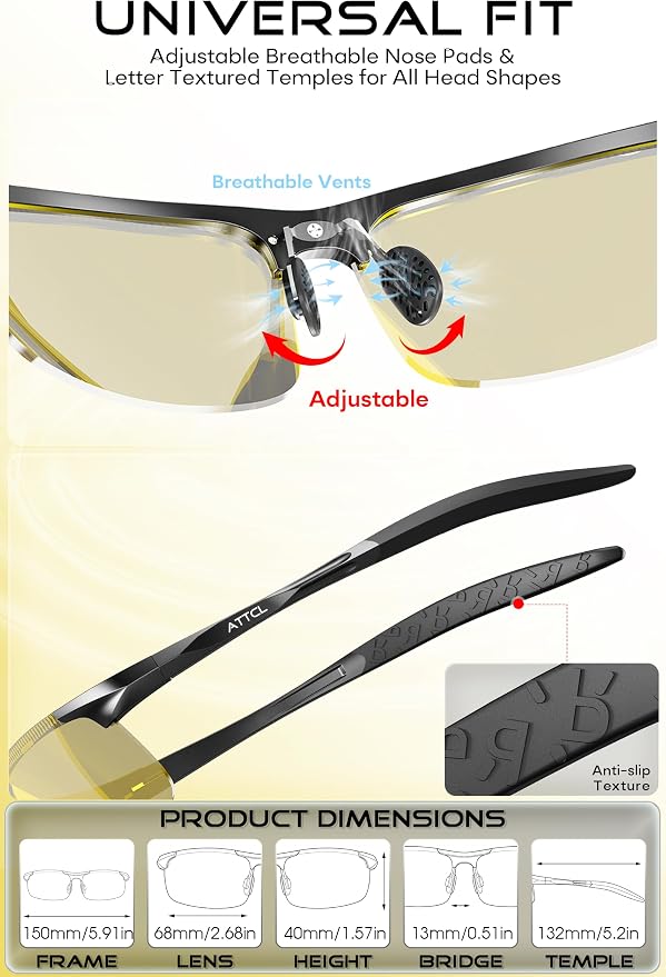 ATTCL 0.9 oz Polarized Sunglasses Men Sports: UV Protection Anti Glare Wrap Around Lightweight Metal Fishing Golf Running