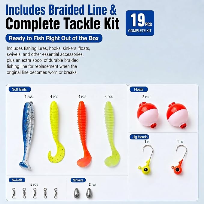 Catapult Fishing Rod Combo with Spincast Reel & Complete Tackle Kit, Slingshot Casting System, 15-25M Distance for Beginners