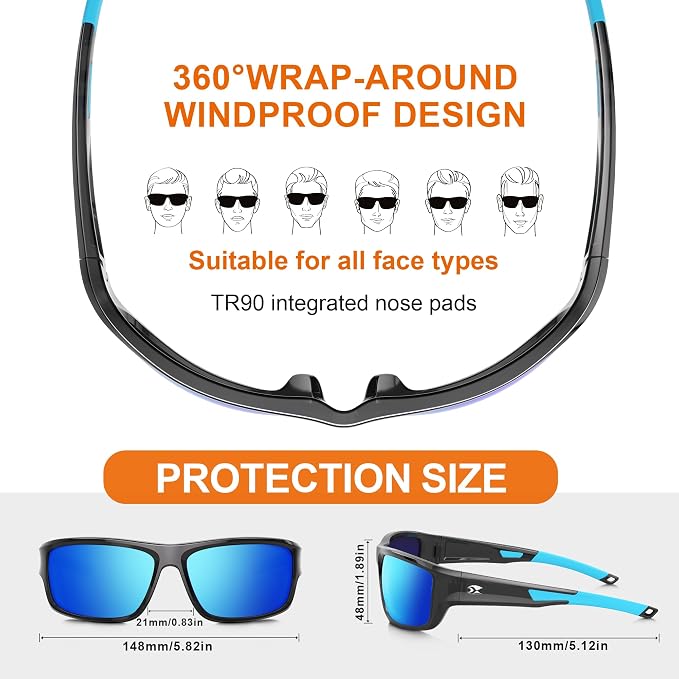 suoso Sports Polarized Sunglasses for Men: Women UV400 Protection Wrap Around Sun Glasses for Golf Fishing Running Driving