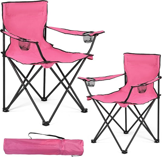 WEIDIORME 2 Pack Lightweight Camping Chairs, 300LBS Heavy-Duty Portable Folding Chairs with Carry Bag, Compact Design for Camping, Beach, Picnics, and Outdoor Event