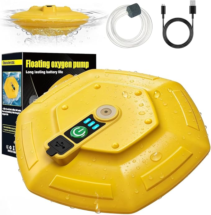 IPX7 Floating Rechargeable Bait Aerator, Portable Oxygen Pump for Live Minnow Bucket & Fish Tank, Ultra-Quiet Waterproof Bubbler for Fishing Trips & Bait Transportation
