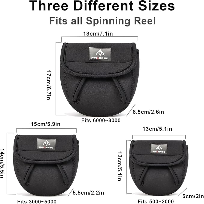 3Pcs Fishing Spinning Reel Covers Bag Baitcasting Trolling Fishing Reel Protective Case Pouch Sleeve Gloves Fishing Bags Fits 1000-8000 Series Reel 3Size (3Pack 3szie)