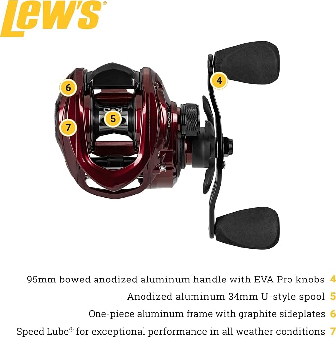 Lew's KVD Baitcast Fishing Reel, Aluminum Frame, Premium 10 Stainless Steel Ball Bearings