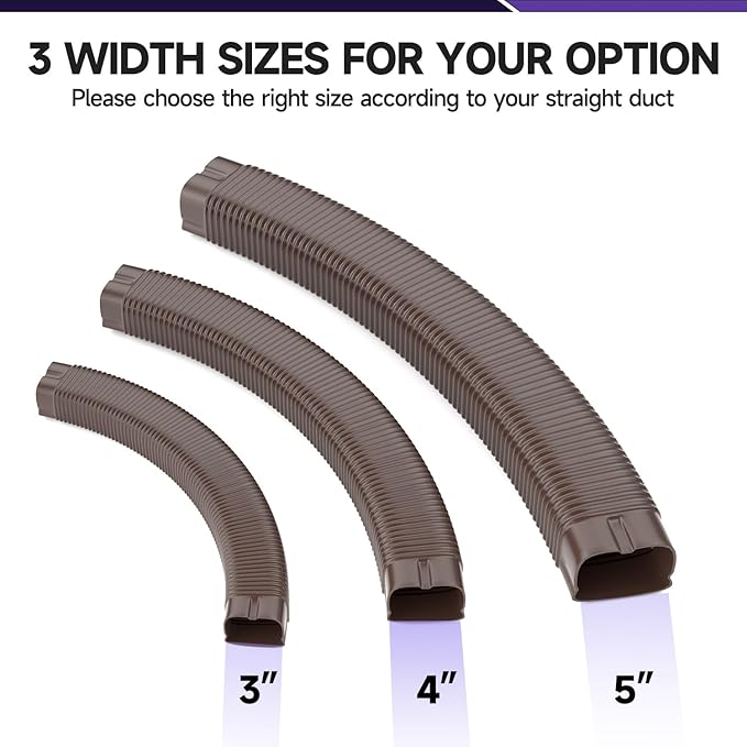 3" Width x 1.6 Ft Flexible Duct, PE Material, Mini Split Line Set Cover Part, Air Conditioner Accessories for Mini Split Air Conditioners and Central AC, Brown