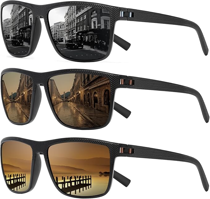 Square Polarized Sunglasses for Men and Women Lightweight Frame Sun Glasses with UV Protection