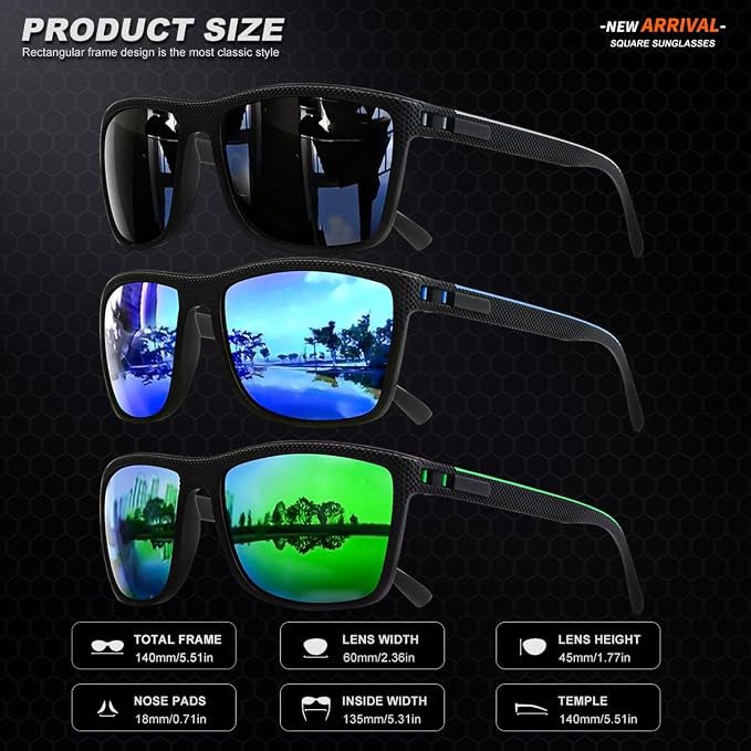 Polarized Sunglasses for Men, UV Protection Lightweight Sun Glasses for Driving Fishing Golf