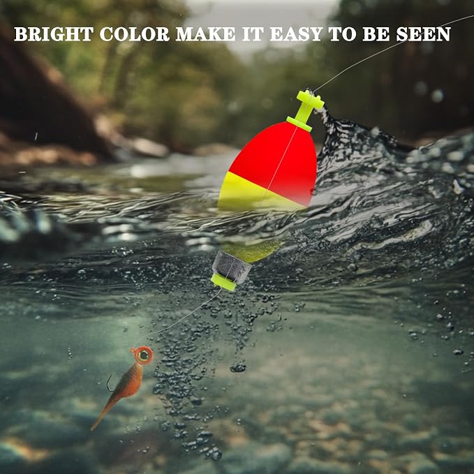 12 Pcs Fishing Bobbers Floats,Snap-on Fishing Bobber Fishing Float Corks Weighted Bobbers for Fishing Crappie Panfish Bluegill Trout