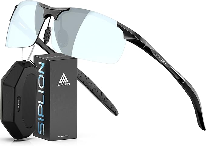 SIPLION Polarized Sunglasses Men Sports: UV Protection Ultra Light Al-Mg Metal Frame Ideal For Driving Fishing Running Golf