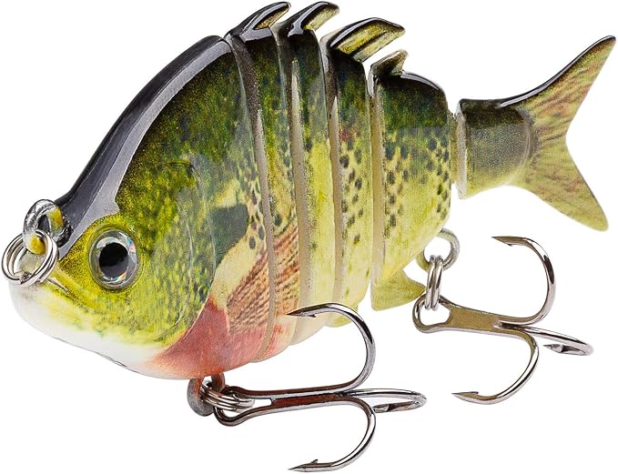 Bassdash SwimPanfish 0.34oz Hard Swimbaits Multi Jointed Topwater Trout Bass Fishing Crank Lure for Freshwater and Saltwater