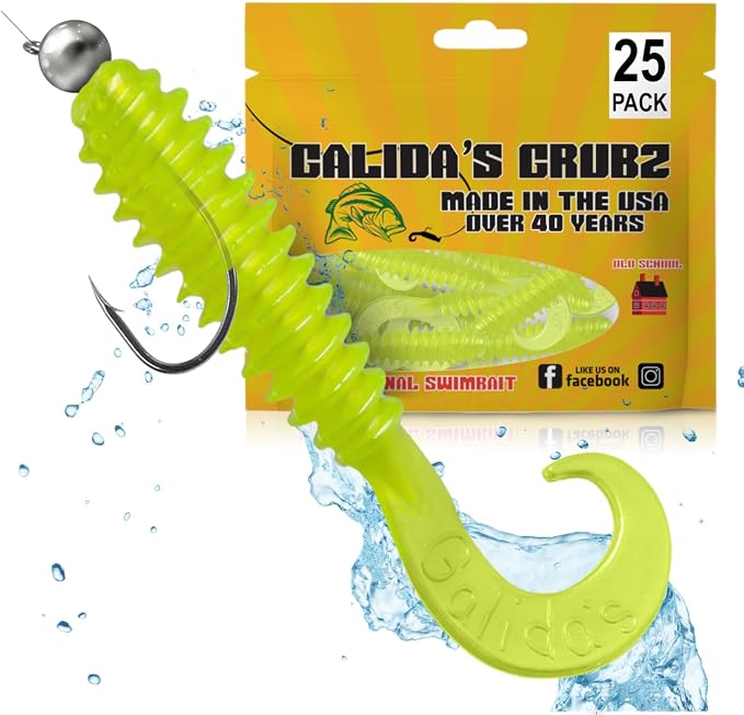 Galida's Grubz Soft Plastic Fish Bait Lures for Fishing | Fishing Bait Lure with Deep Ribs | Great for Beginners and Advanced Fishermen