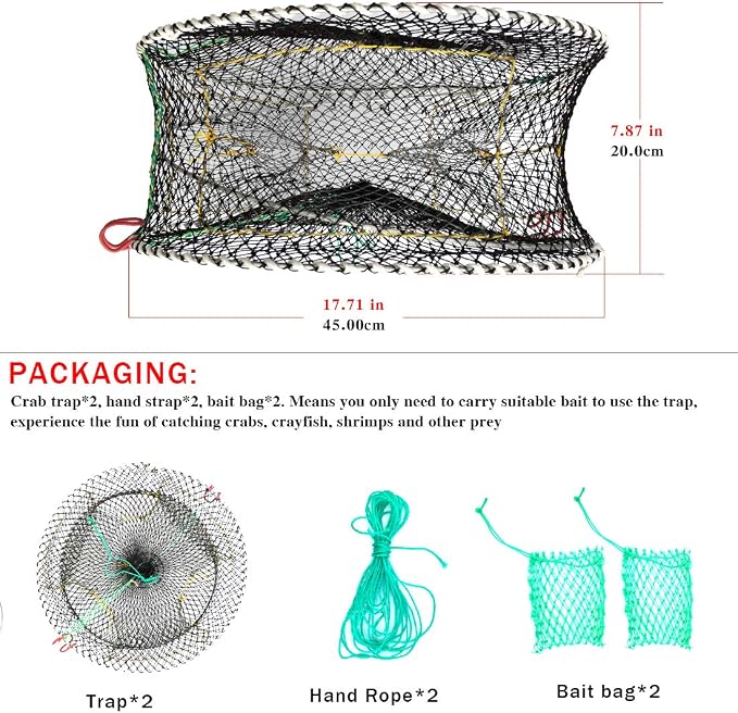 Drasry Crab Trap Bait Lobster Crawfish Shrimp Portable Folded Cast Net Magic Collapsible Fishing Traps Nets Accessories for Blue Crabs