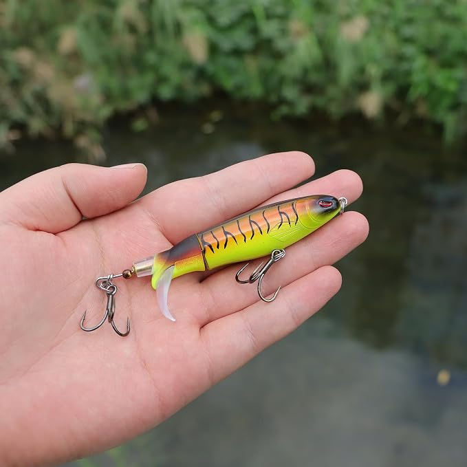 EXAURAFELIS Tail Prop Lure Fishing Lures Bubble Popper Lures Kit Plopping Bass Lure Floating Pencil BassBait Topwater Fishing Lures withTackle Box