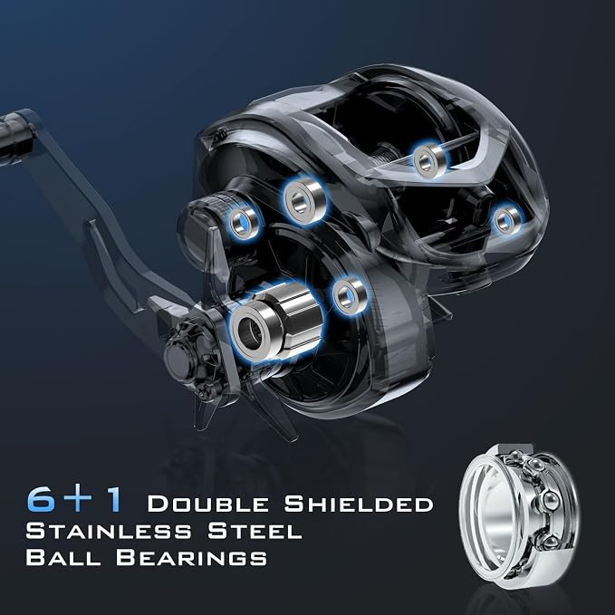 KastKing Kapstan Elite 300 Baitcasting Fishing Reel, Low Profile, Large Capacity Casting Reel, Graphite Frame, 35 lbs. Drag 5.4:1 Ratio, 6+1 Double Shielded/SS BB Centrifugal Braking, Aluminum Handle