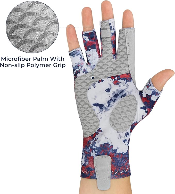 KastKing La Sal Fishing Gloves UPF50+ Sun Gloves UV Protection Fingerless Gloves Men Women for Outdoor, Kayaking, Rowing, Paddling, Canoeing, Hunting
