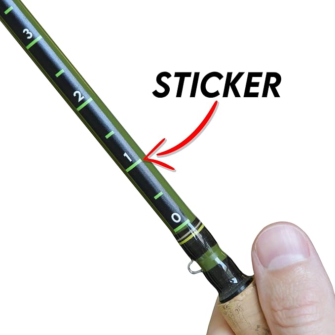 Fishing Pole Measuring Tape Sticker, 24 Inch Ruler Decal to attach to Fishing Rod (2 Pack), Black, UV-RESISTANT, Sticks to Boat, Truck, Rod, Kayak-Paddle, High Visibility Numbers, WATERPROOF