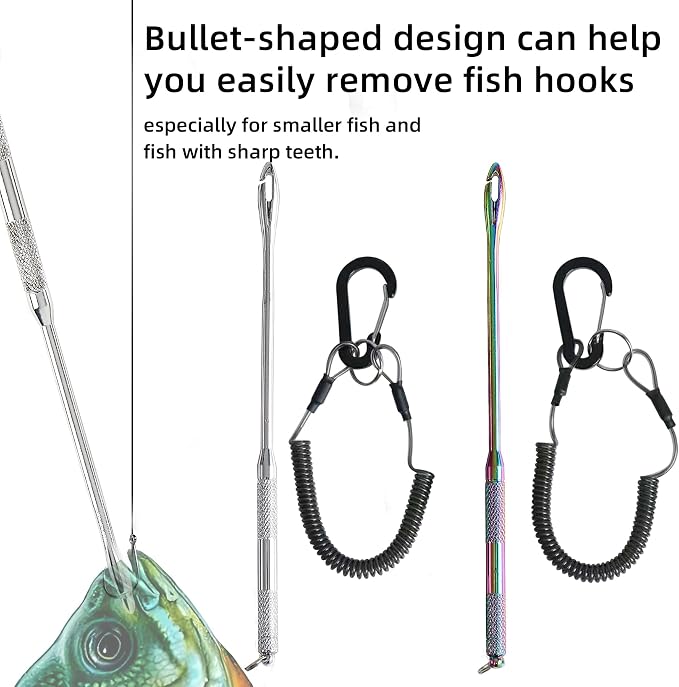 HONGYAN Fish Hook Remover Tool - 2 Pack Fishing Dehooker with Retractable Lanyard, Quick Release Descending Device for Saltwater Freshwater Fishing