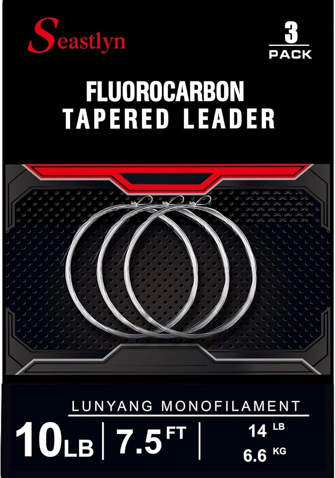 3 Packs Pre-Tied Loop Fly Fishing Tapered Leader Fluorocarbon 7.5FT 9FT 12FT 0X 1X 2X 3X 4X 5X 6X 7X 8LB-26LB