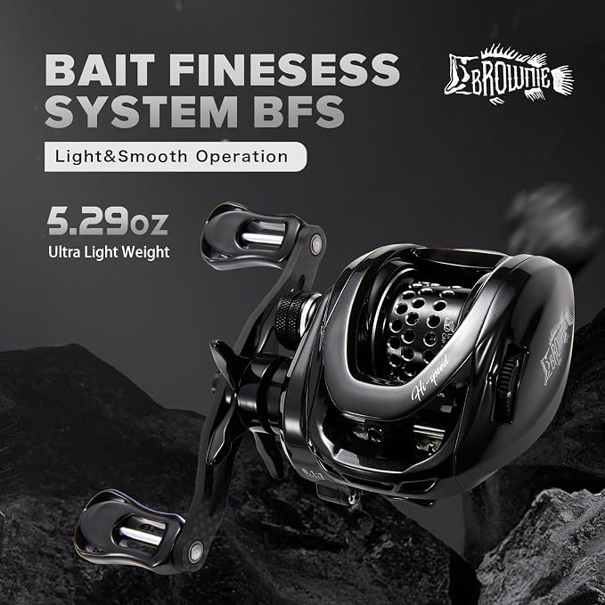 BMC100 BFS Reel 5.29oz Ultralight Baitcaster Reels with Drag Clicker 8.1:1 High Speed 11LB Drag Power 11+1BB Baitcasting Reel Super Smooth Bait Finesse System Carbon Fishing Reel Low Profile