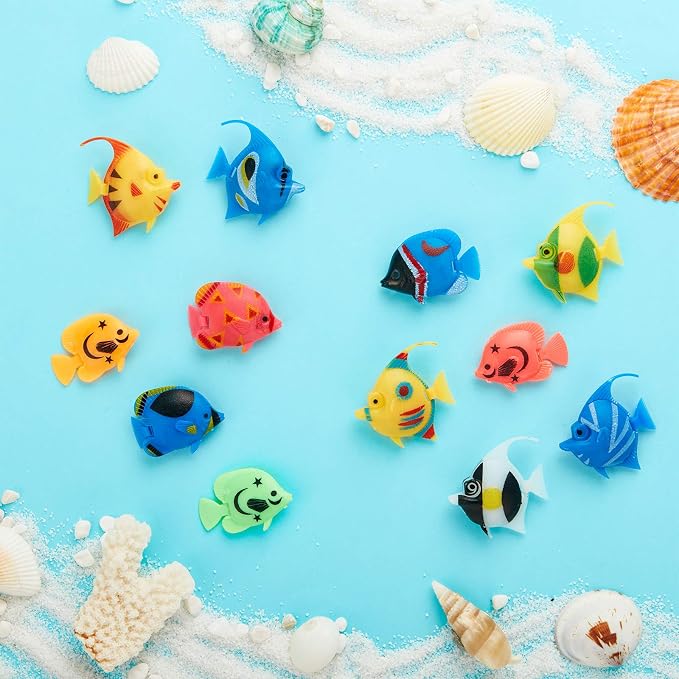 Weewooday 20 Pcs Artificial Moving Fishes Plastic Floating Lifelike Fish Tank Ornament Aquarium Decorations (Random Fish)