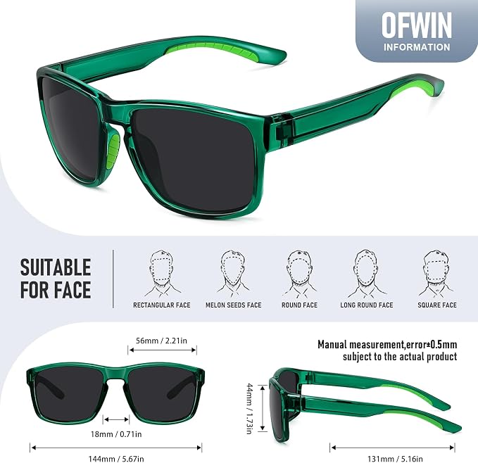 Sports Polarized Sunglasses for Men Women UV Protection Unbreakable Driving Running Fishing Hiking Sun Glasses