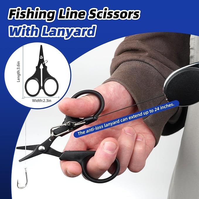 RAWILL Fishing Kit,Fishing Pliers with Lanyard,Fillet Knife,Fish Lip Gripper,Hook Remover, Scissors with Bungee Cords,As A Gift for Anglers