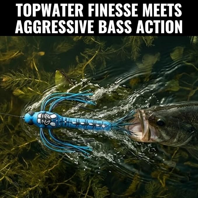 LUNKERHUNT Top Water Bass Fishing Lures | Realistic Weird Fishing Bait for Bass Fishing | Weedless bass Fishing Lures for Freshwater & Saltwater | Frog, Spider & Dragonfly (Bug Combo)
