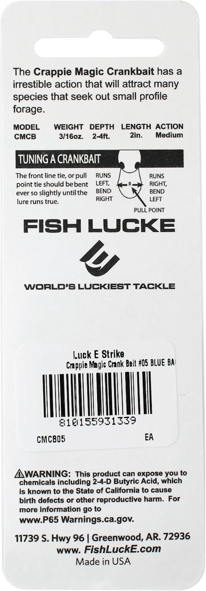 Luck E Strike Crappie Magic Crankbait (2 Inch Crappie Lure) Made in The USA