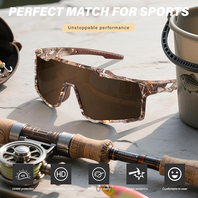 Polarized Sport Sunglasses Men Cycling Driving Fishing UV Protection Sun Glasses Lightweight Big Frame Mountain Bike Goggles