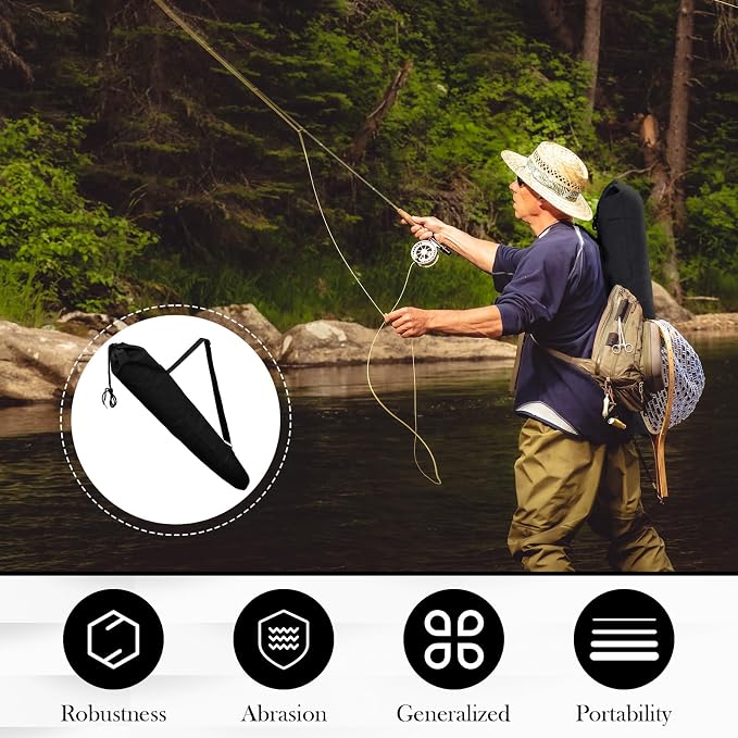 Fishing Rod Bag, Portable Fishing Pole Case, Pole Cover for Fishing Gear and Equipment, 31.4 x 7.4 x 0.4Inch