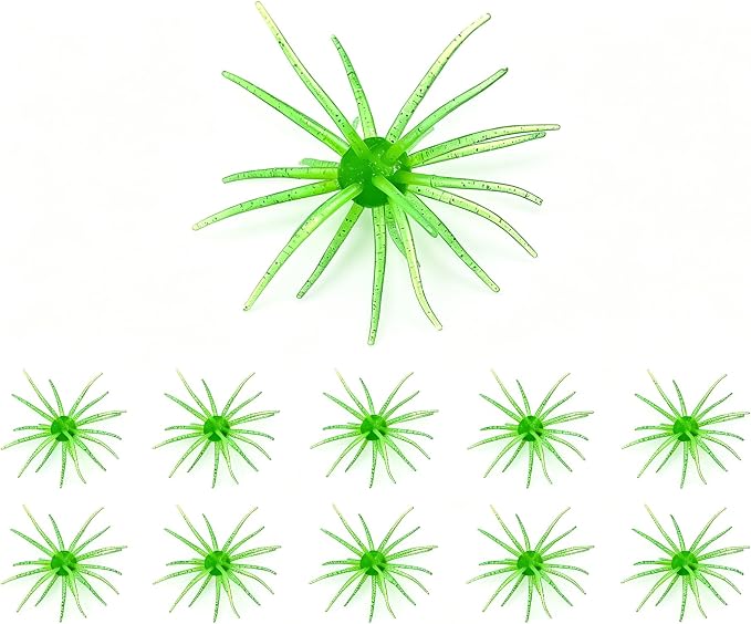 Tentacle Creature Lure Sea Urchin Soft Bait 3.6" & 4.3" TPE Lures 10/6-Pack, Natural Sinking Micro-Vibration for Crappie Bluegill Perch Bass Trout, Compatible Jig Heads Treble Hooks