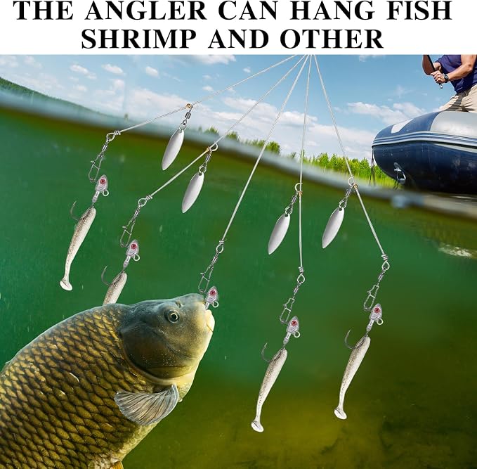 Lunmon 2 Pcs Umbrella Rig Fishing Lure Bass Bait Kit 5 Arms Baits Multi Lure Rigs for Trout Perch Walleye Freshwater Saltwater Boat Trolling