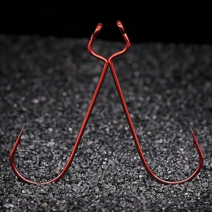 Offset-Worm-Hooks-for-Bass-Fishing-Round Bend Plastic Worms Texas Rig Hook Black Red 1/0 2/0 3/0 4/0