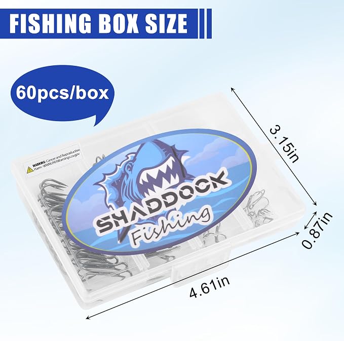 Fishing Treble Hooks Kit High Carbon Steel Treble Fishing Hooks Ring Set Strong Sharp Round Bend for Trout Bass Catfish Lures Baits Freshwater Saltwater