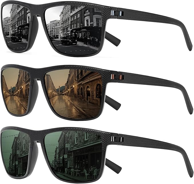 Square Polarized Sunglasses for Men and Women Lightweight Frame Sun Glasses with UV Protection