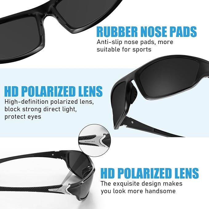TOODOO 4 Pairs Men Polarized Sunglasses with UV Protection Driving Glasses Sports for Sport Outdoor Activities