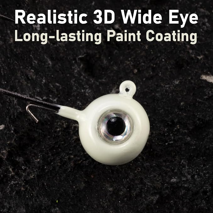 Dr.Fish 10 Pack 3D Eye Fishing Jig Heads Ball Swimbait Jig Saltwater Freshwater Bass Walleye Fishing Hooks Crappie Trout