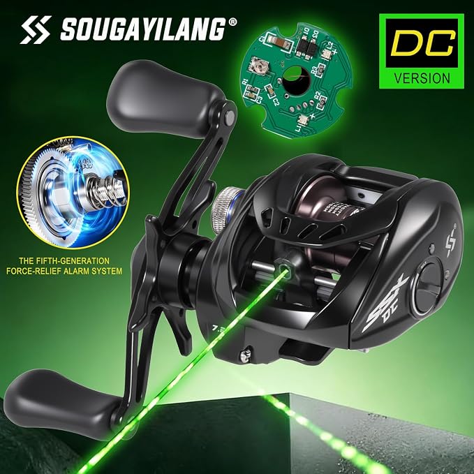 Sougayilang Baitcasting Reel with Digital Anti-Backlash Control - Smart Computer Braking System, 7.2:1 Gear Ratio, 18.5LB Max Drag-Easy Casting Baitcaster for Beginners & Bass Anglers