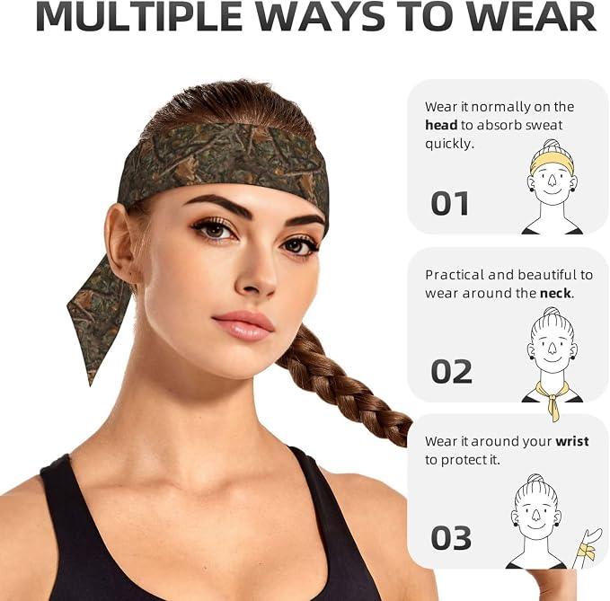 Sports Tie Headbands for Men Women, Adjustable Ninja Karate Head Band Headband for Basketball, Running, Tennis, Yoga