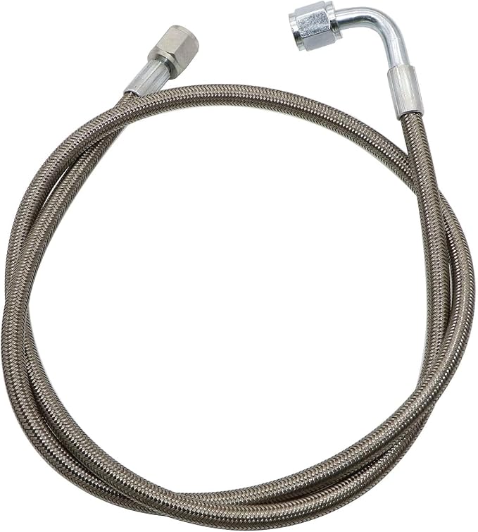 GXARTS 36" Billet Steel Braided Turbo Oil Feed Line Length 551871 4AN 90 Degree Straight Hose Straight PTFE line straight Hose End Pressure Stainless Remote Turbocharger